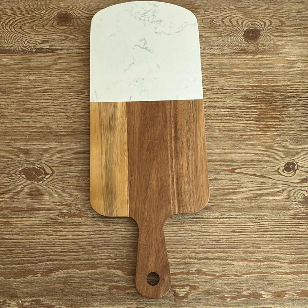 White Marble & Wood Cutting Board